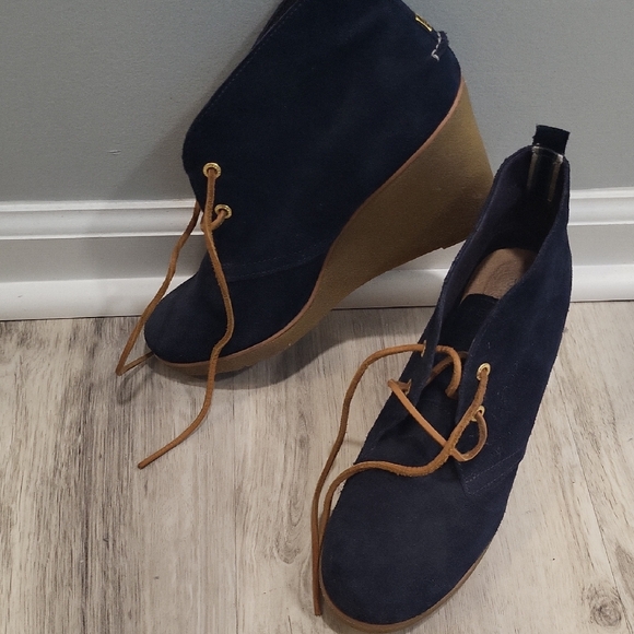 Women's Sperry Navy Wedge Ankle Boots - Picture 1 of 7